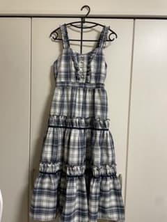 チェック柄 フリル キャミワンピース ロング丈のサムネイル