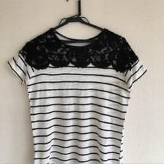 ZARA レース付きストライプTシャツのサムネイル
