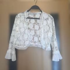 Meiyefashion レース ボレロ カーディガン ホワイトのサムネイル