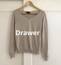 【Drawer】ドゥロワーコットンカシミヤ Vネックニット ベージュのサムネイル