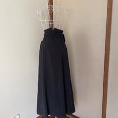 ハイウエスト ロングスカート L 後ろリボン 黒