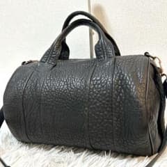 【美品✨スタッズ/2way】アレキサンダーワン　ドラムバッグ　シボ革　ブラック 美品✨スタッズ/2way】アレキサンダーワン ドラムバッグ シボ革