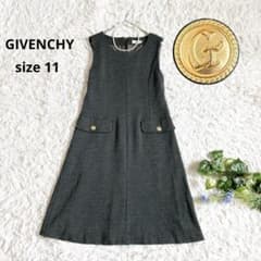 美品⁂GIVENCHY⁂ジバンシー⁂膝丈ワンピース ウール 金ボタン グレー L