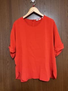UNIQLO オレンジ ブラウス 五分袖 L 未使用のサムネイル