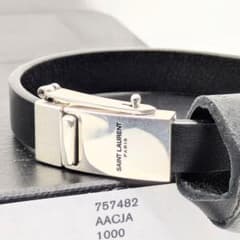 SAINT LAURENT サンローランパリ レザーブレスレット 黒 箱保存袋付 SAINT LAURENT サンローランパリ レザーブレスレット 黒 箱保存袋付
