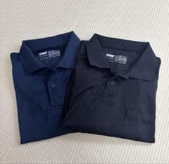 新品未使用品　２枚セット 　紺ポロシャツ ・黒Tシャツ 未使用 吸汗速乾 軽量 ストレッチ 半袖ポロシャツ 黒＆紺2枚セット
