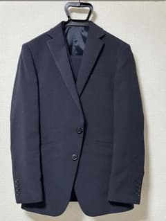 SUIT SELECT 3ピーススーツ + 革靴4点セット ウール混　ネイビーのサムネイル