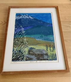 木版画 K.KATASE作「開田高原の春」29/100版のサムネイル