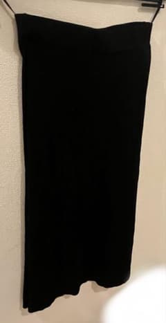 リブ素材 タイトロングスカート ブラックのサムネイル