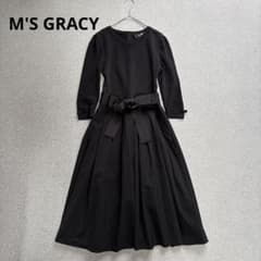 美品 M'S GRACY ニット切り替えワンピース グログランテープ 近年モデル 美品 M'S GRACY ニット切り替えワンピース グログランテープ 近年