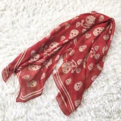 シルク100％ アレキサンダーマックイーン スカーフ ストール スカル