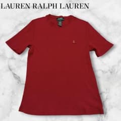 LAUREN RALPH LAUREN リブTシャツ アンカー刺繍 レッド S