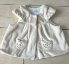ミキハウス ベスト ホワイト ベビー 70 80 女の子 秋　冬のサムネイル