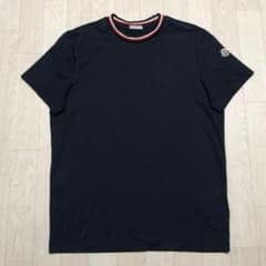 モンクレール 襟ロゴ 刺繍 ワッペン Tシャツ ネイビー サイズM 4S299