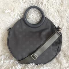美品❣️イアパピヨネ えんラウンドトートバッグ グレー 2way ドット S 