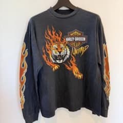 H*I様 XL Harley-Davidson 長袖Tシャツ タイガー ファイヤ - メルカリ