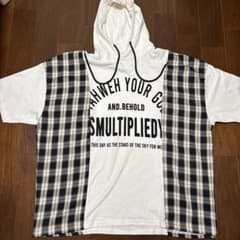 フード付き半袖Tシャツ チェック柄 サイズMのサムネイル