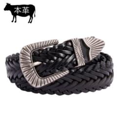 Western Mesh Belt, Men's Leather Belt, Black (Brand New)