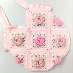 278【 薔薇 お花 バッグ】ピンク モチーフ編み 編み物 手編み - メルカリ