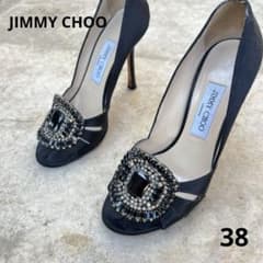 JIMMY CHOO ビジュー付きオープントゥヒール 38 - メルカリ