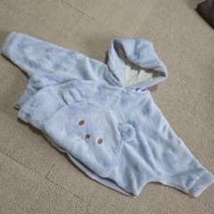 ベビー くま耳 フード付き ポンチョ ライトブルーのサムネイル
