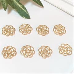 ♡透かし　カメリアパーツ♡レジン枠　ゴールド♡8個　セットのサムネイル