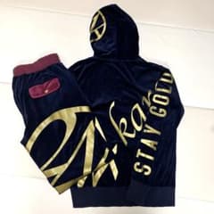 24karats ベロアジャージ セットアップ ネイビー　ワインレッド　Mサイズ 24karats ベロアジャージ セットアップ ネイビー ワインレッド Mサイズ