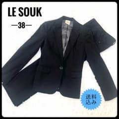 新品 Le souk ストライプセットアップスーツ 黒 サイズ44*MD589 美品】ルスーク パンツスーツ セットアップ ストライプ 黒 M 38 - メルカリ