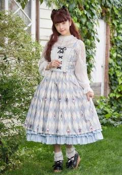axes femme kawaii ダイヤ柄ジャンスカ サックス axes femme kawaii ダイヤ柄ジャンスカ サックス - メルカリ