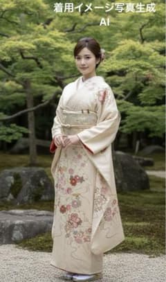 振袖 フルセット6点サイズM〜Ｌ駒刺繍　絞り　檜扇枝花文　金彩　正絹 振袖 フルセット6点サイズM〜L駒刺繍 檜扇花車文 金彩 正絹 - メルカリ