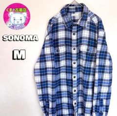 usa 헌 옷 SONOMA 넬 셔츠 M 체크 블루 화이트