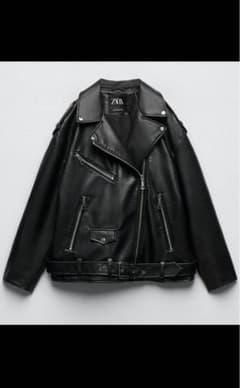 God様専用　ZARA オーバーサイズ フェイクレザー ライダースジャケットのサムネイル