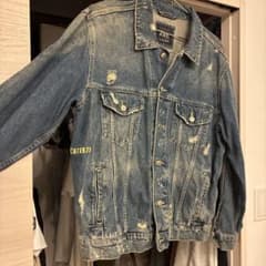 ZARA デニムジャケット クラッシュ加工 バックプリントのサムネイル