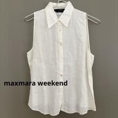 MaxMara WEEKEND リネン100% ノースリーブ 白 M 麻ブラウス - メルカリ