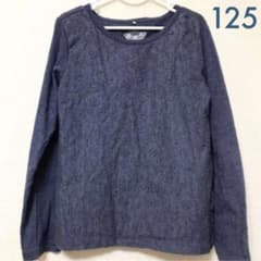 OZ 子供服 長袖Tシャツ 125 女の子 花柄レース ネイビー h+t ロンTのサムネイル