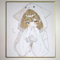 L*A様 照れている女の子 手描きイラスト 猫耳パーカー オリジナル No