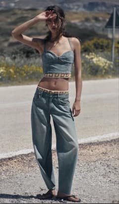 ⭐️ZARA⭐️クロシェデニムセットアップ(ミディアムブルー) - メルカリ