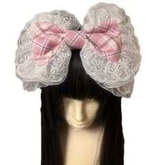 デカリボン ヘッドドレス チェック柄のサムネイル