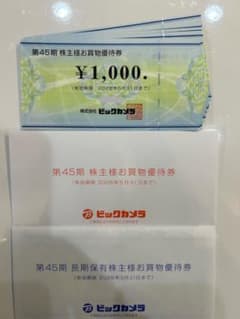 ビックカメラ　コジマ　株主優待　お買物優待券　23000円分のサムネイル