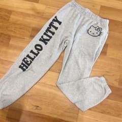 レディース サンリオ キティちゃん スウェット パンツ 長ズボン グレー