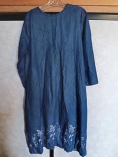 花柄刺繍 デニムワンピース 2way, Big sizeのサムネイル