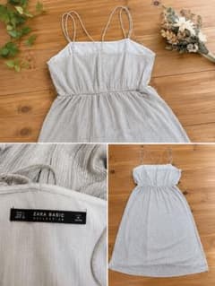 ZARA BASICラメ入り キャミワンピース シルバーのサムネイル