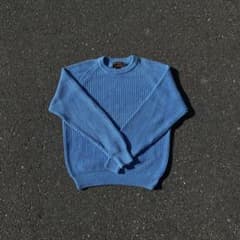 80s 90s エディーバウアー コットンニット 無地 ブランク ブルー usaのサムネイル