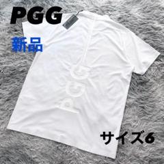 新品　PGG パーリーゲイツ　モックネック　半袖シャツ　カットソー　ホワイト　6 新品 PGG パーリーゲイツ モックネック 半袖シャツ カットソー