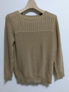 ​【NATURAL BEAUTY BASIC】透かし編みニット M ベージュのサムネイル