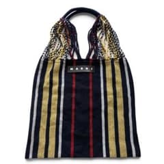 MARNI マルニ ストライプ フリンジ トートバッグ ネイビー マルチカラー