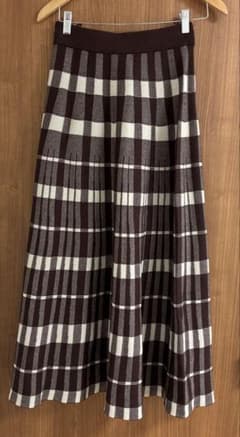 hareiro チェック柄ニットロングスカートのサムネイル