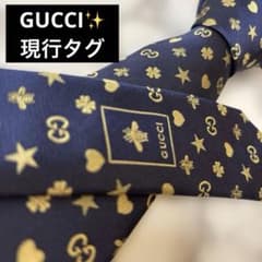 【現行タグ✨】GUCCI ネクタイ　ネイビー　紺　ゴールド　金　GG 蜂　ビー 現行タグ✨】GUCCI ネクタイ ネイビー 紺 ゴールド 金 GG 蜂 ビー