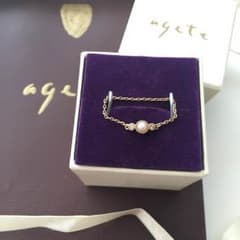 アガット 18K☆パールとダイヤのチェーンリングのサムネイル