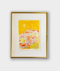 森崎修太「プロバンス」オイルオンペーパー 額装 南フランス 風景画 #570-2 森崎修太「プロバンス」オイルオンペーパー 額装 南フランス 風景画